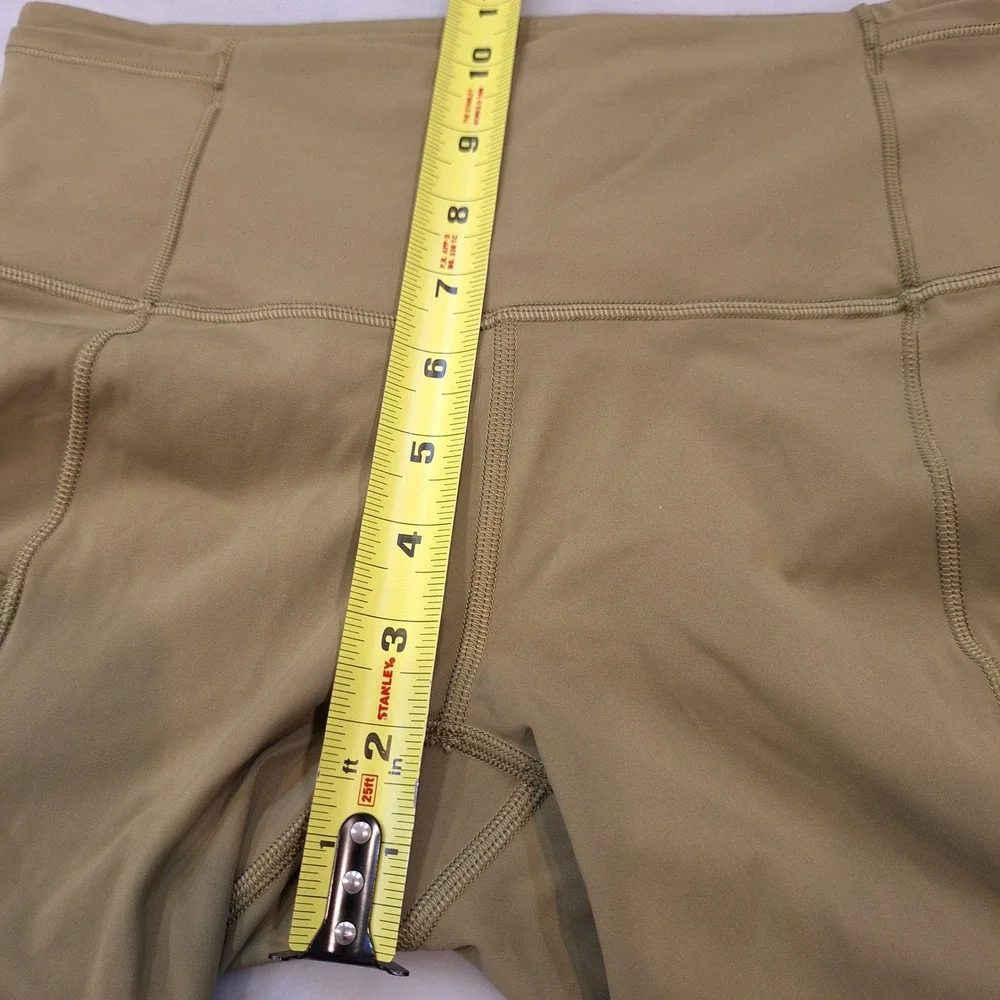 Lululemon Leggings Sz 6 Olive Green HighRise Cropped Pocket Fast & Free Raw Edge